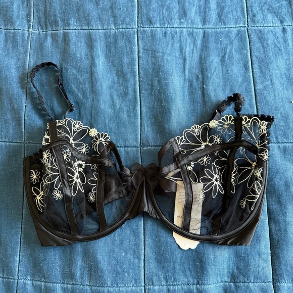 For Love And Lemons Women's Black Daisy Lashes Bra Size 36DDD - Picture 2 of 8